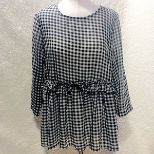 Gypsies and Moondust Gingham Peplum Top